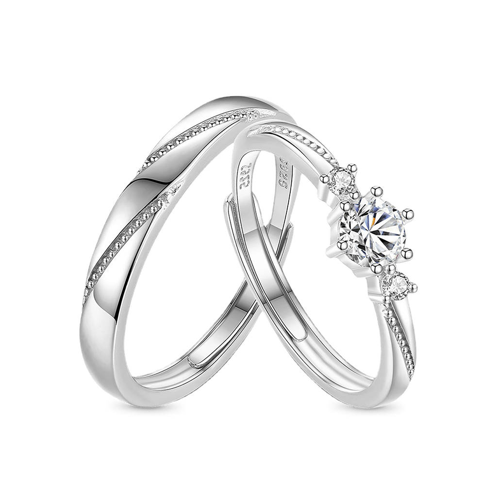Gnoce 'Love At First Sight' Adjustable Diamond Couple Rings_1