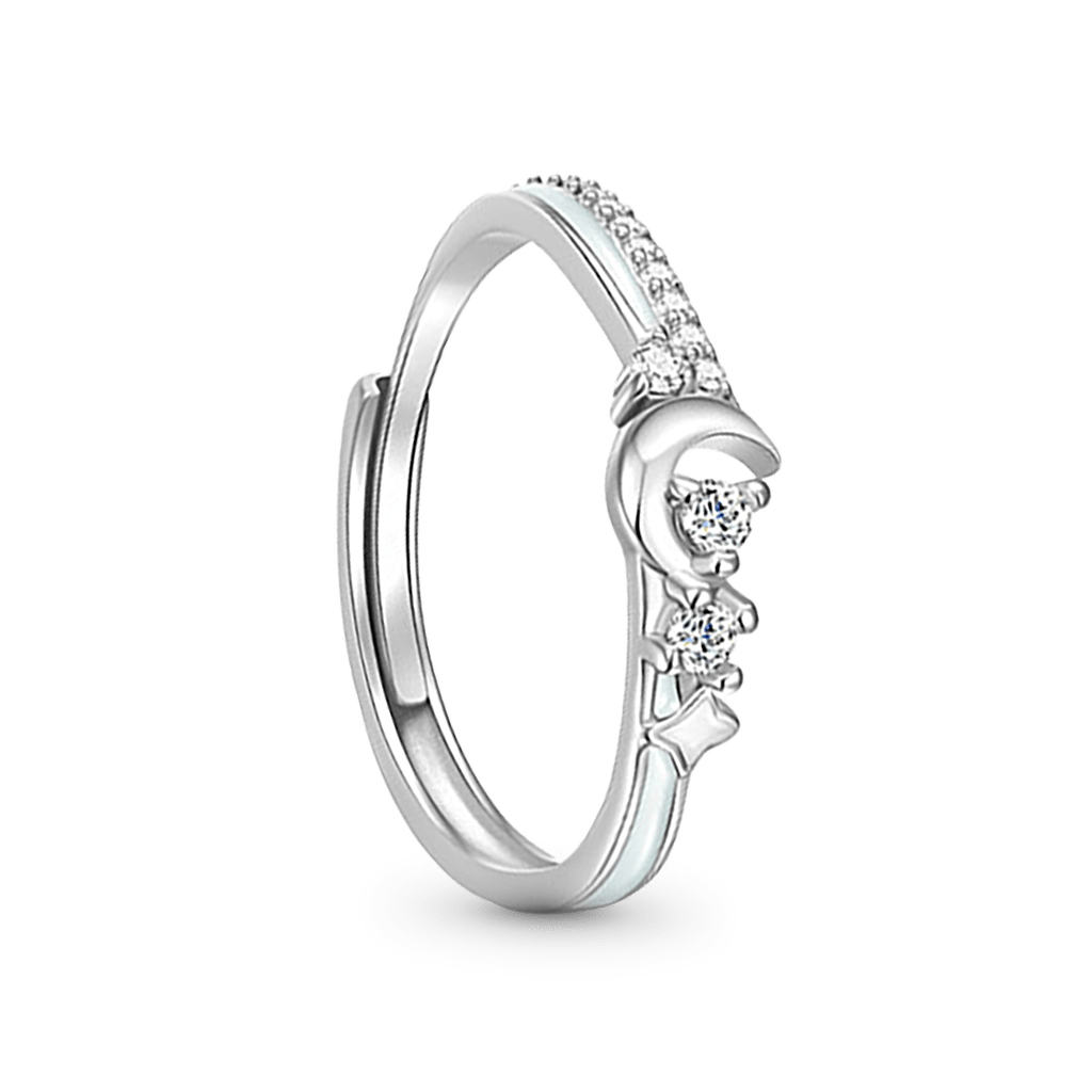 Gnoce Glowing Band Moon Adjustable Couple Rings_3