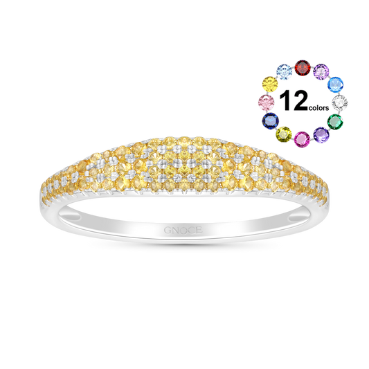 Gnoce Yellow Diamond Pave Birthstone Band Ring_1