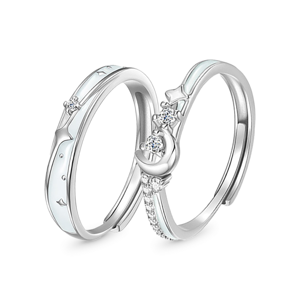 Gnoce Glowing Band Moon Adjustable Couple Rings_1