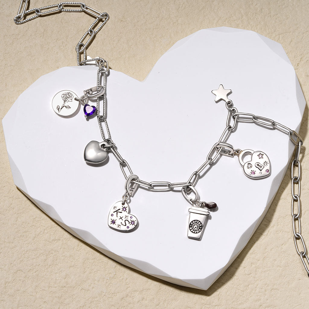 Gnoce Birthday Flower & Birthstone Heart Clasp Clusters Charm_3