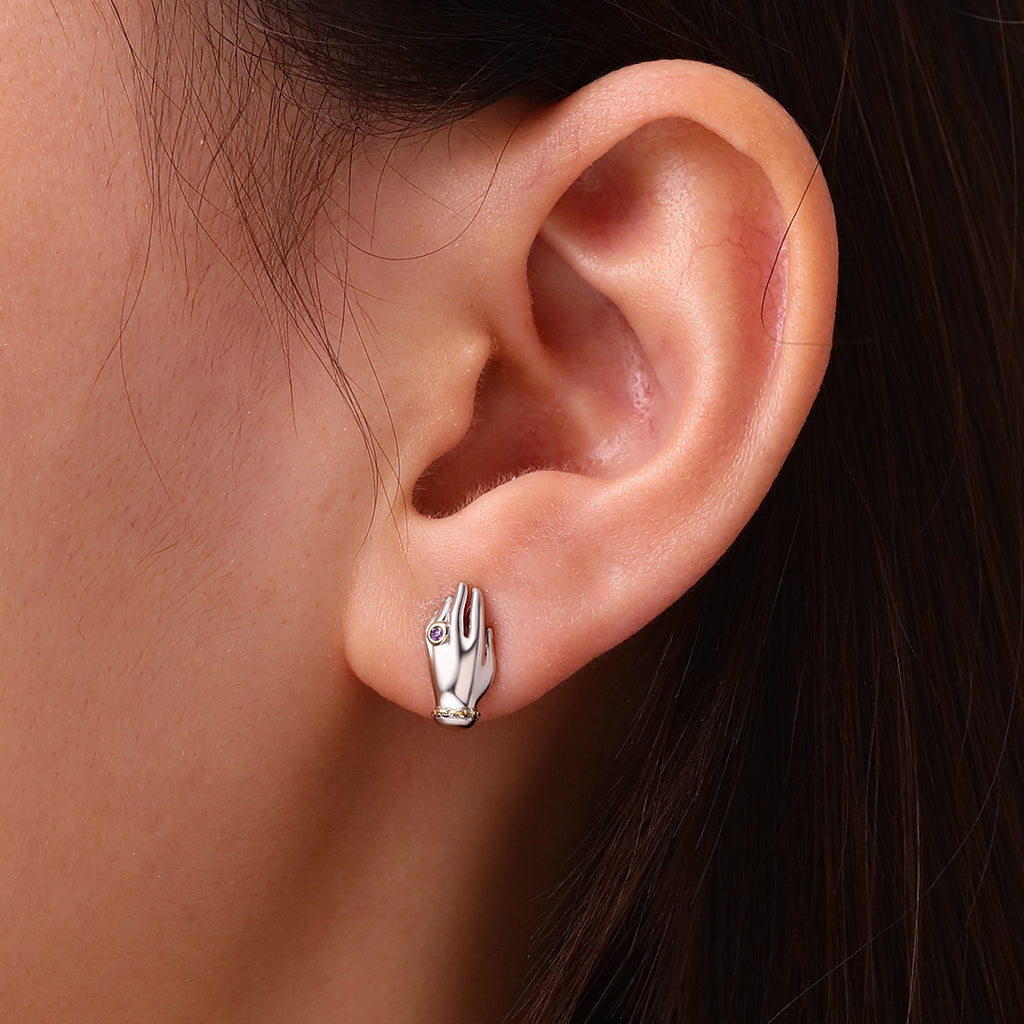 Gnoce Exquisite 'My Hands' Birthstone Stud Earrings_5