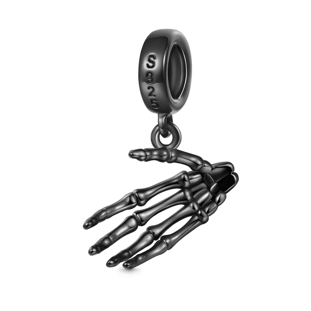Gnoce Skull Handshake Combination Double Charm Platinum-plated Silver Blend_5
