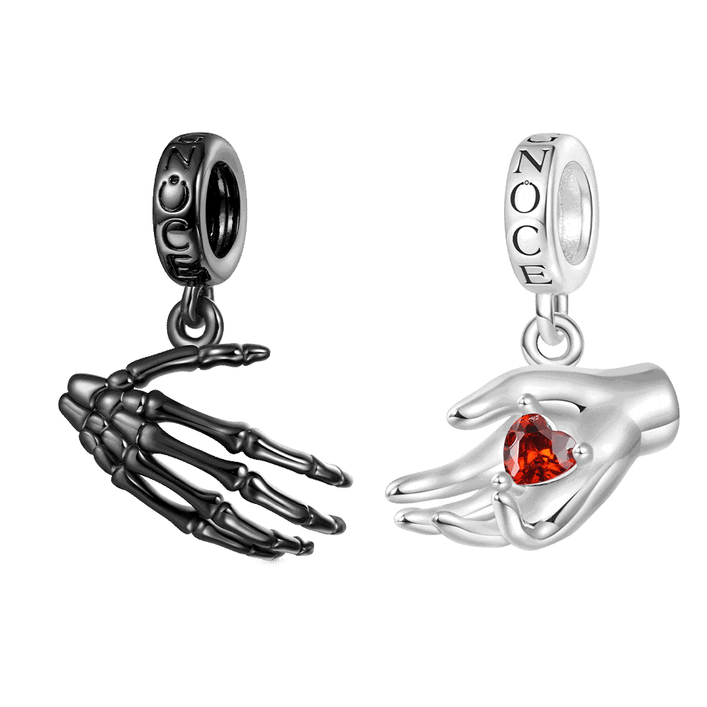 Gnoce Skull Handshake Combination Double Charm Platinum-plated Silver Blend_1