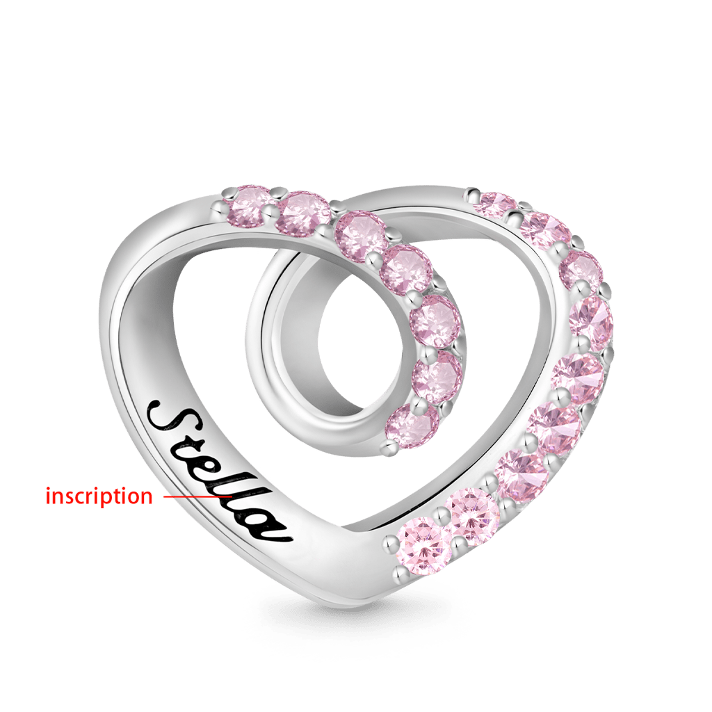 Gnoce Wrap Heart Engravable Birthstone Charm_2