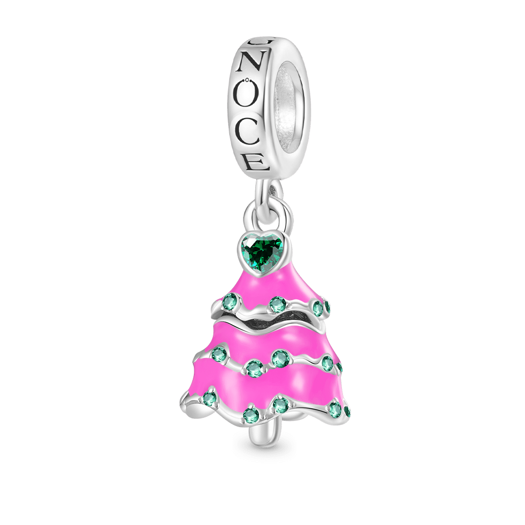 Gnoce Openable Surprise Christmas Pink Tree Charm Platinum-plated Silver Blend_2