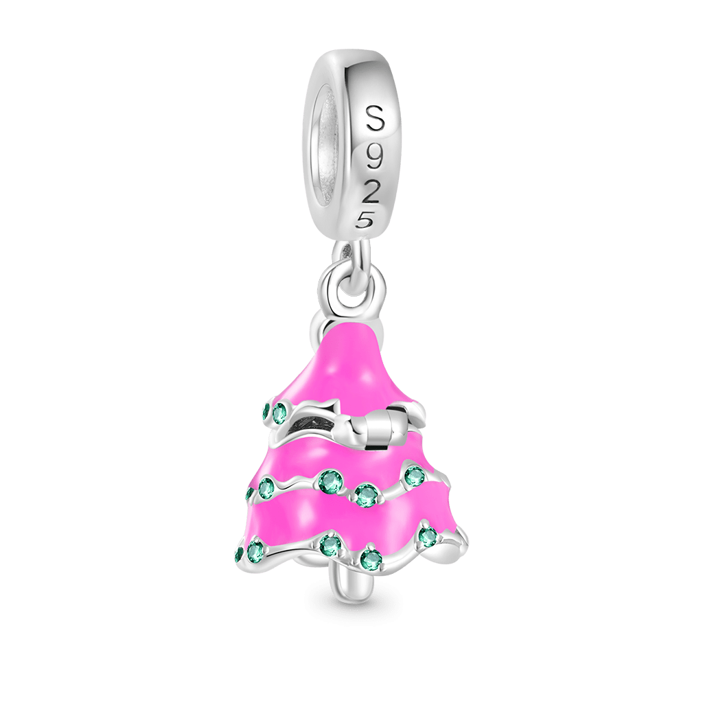 Gnoce Openable Surprise Christmas Pink Tree Charm Platinum-plated Silver Blend_3