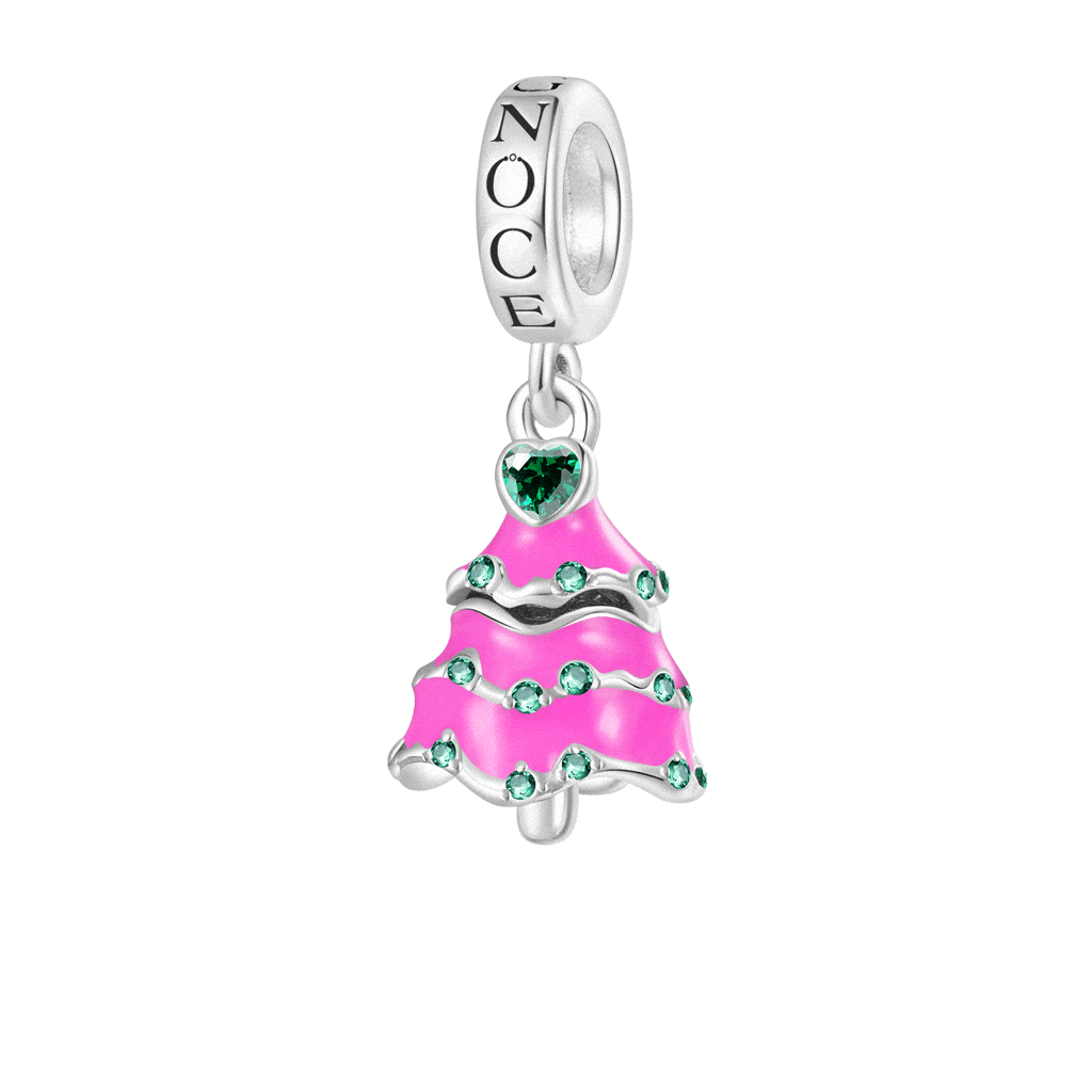 Gnoce Openable Surprise Christmas Pink Tree Charm Platinum-plated Silver Blend_1