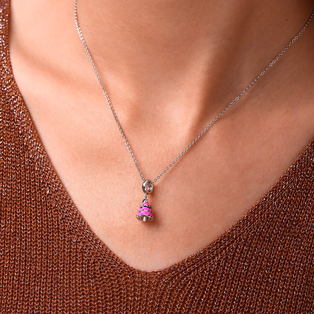 Gnoce Openable Surprise Christmas Pink Tree Charm Platinum-plated Silver Blend_6