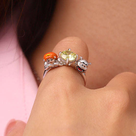 Gnoce Shrek and Fiona Hug Green Diamond Ring_5