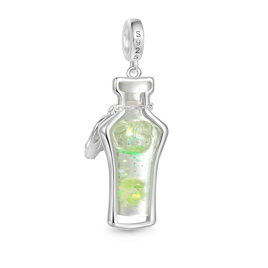 Gnoce Halloween Poison Glow-in-the-Dark Glass Bottle Charm Platinum-plated Silver Blend_3