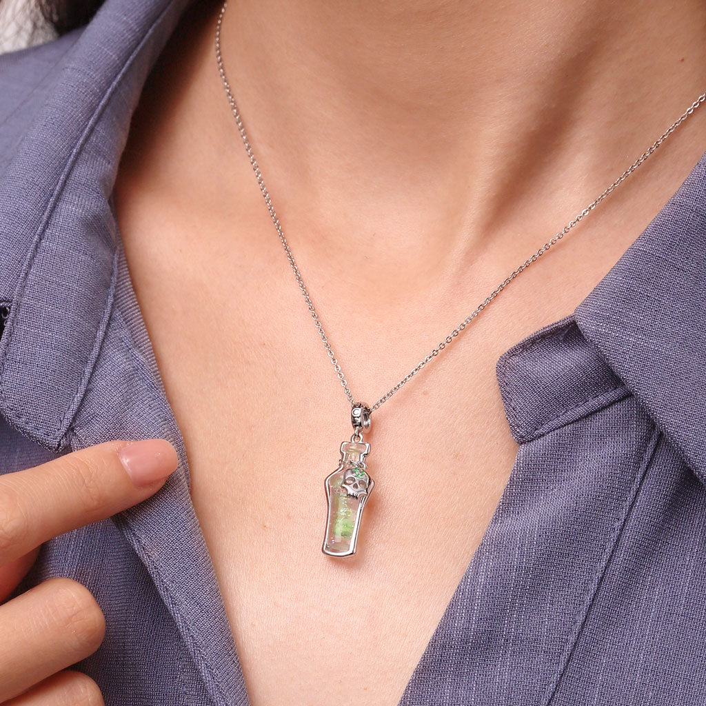 Gnoce Halloween Poison Glow-in-the-Dark Glass Bottle Charm Platinum-plated Silver Blend_6