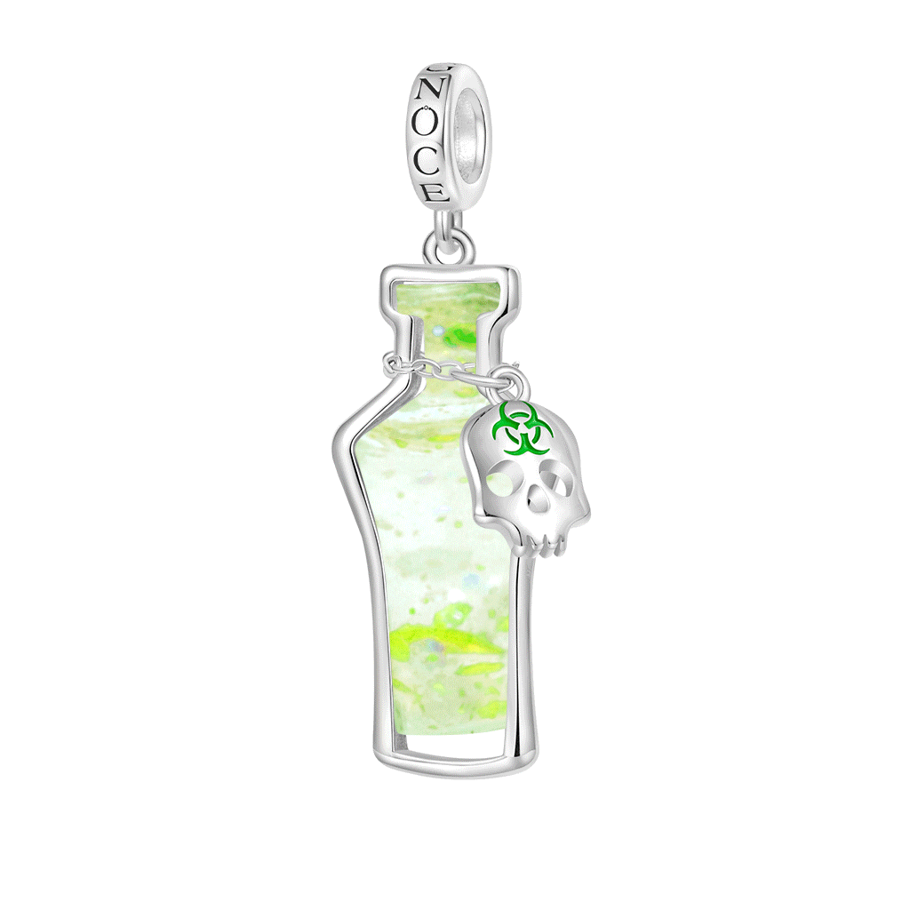 Gnoce Halloween Poison Glow-in-the-Dark Glass Bottle Charm Platinum-plated Silver Blend_1