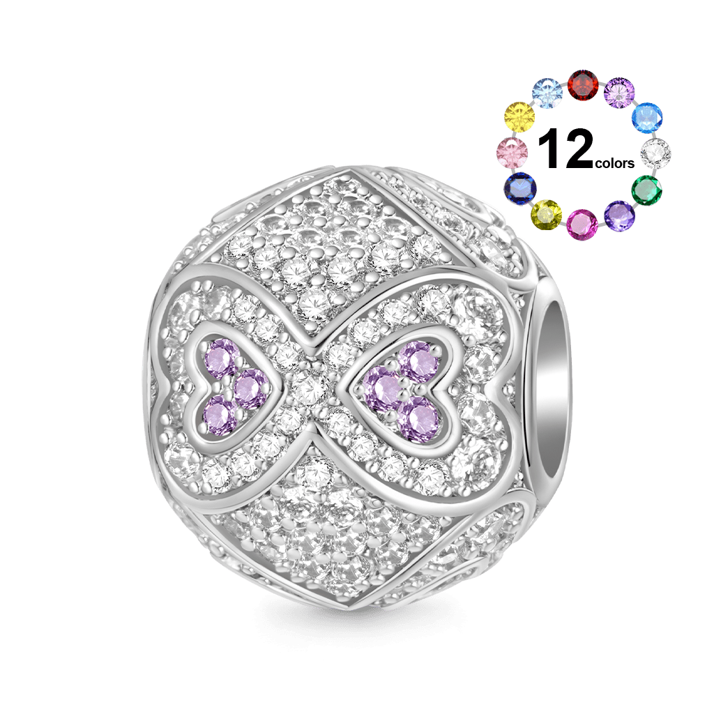 Gnoce Infinite Love Heart Birthstone Round Charm_1