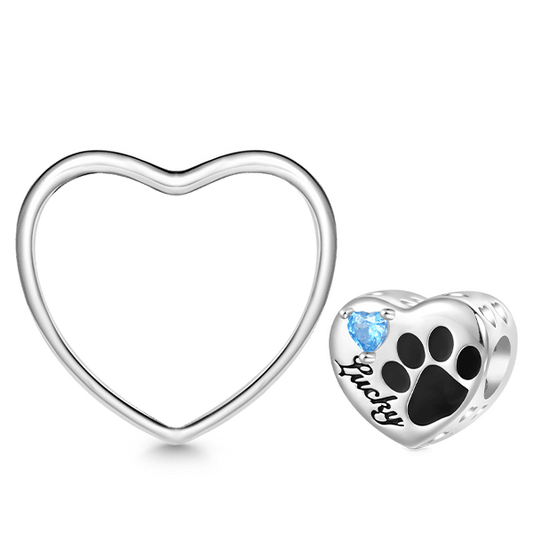 Gnoce Loving Pet Paw Photo Charm Platinum-plated Silver Blend_3