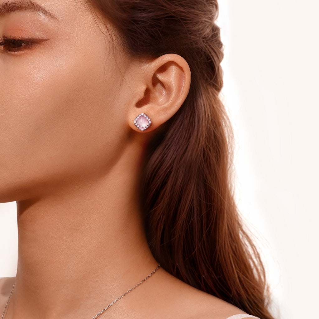 Gnoce Natural Rose Quartz Stud Earrings_4