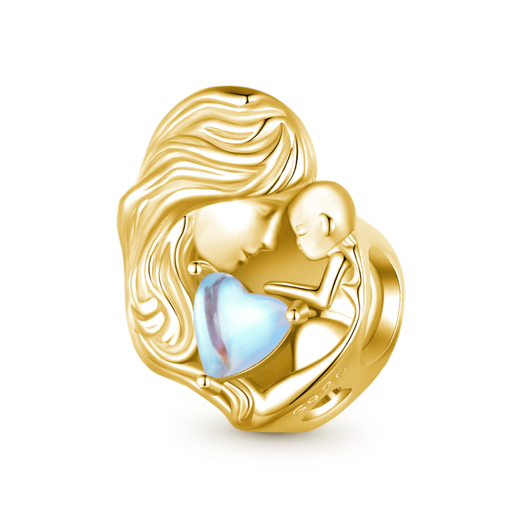 Gnoce 18k Gold Plated Mother & Child Moonstone Charm_1