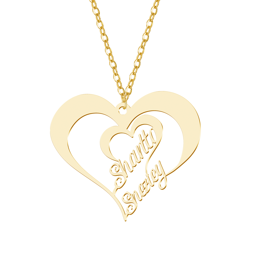 Gnoce Valentine's Day Personalized Heart Couple Name Necklace_1