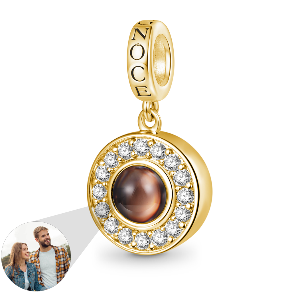 Gnoce 18k Gold Plated Projection Personalized Photo Pendant Dangle Charm_1