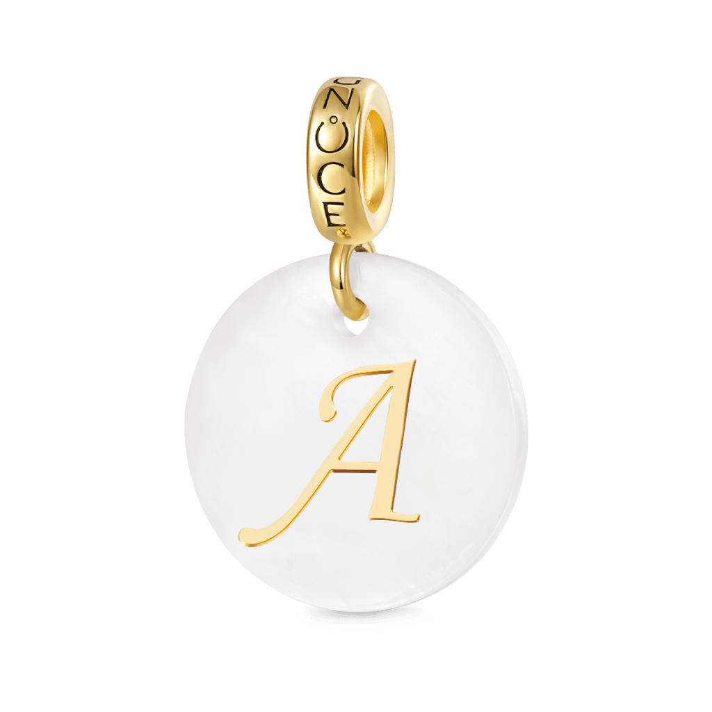 Gnoce Natural Freshwater Shell Round Gold 26 Letters Pendant Dangle Charm_1