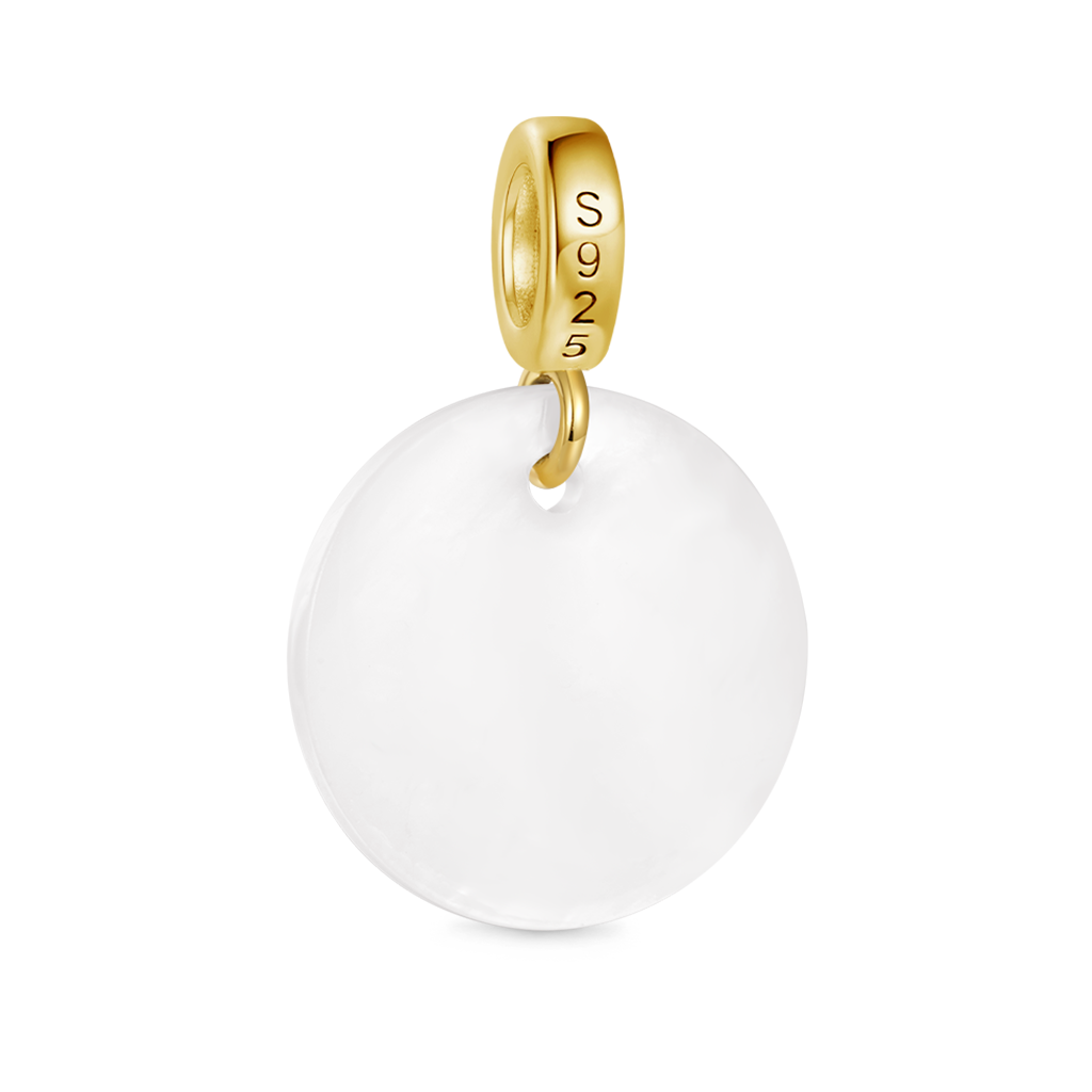 Gnoce Natural Freshwater Shell Round Gold 26 Letters Pendant Dangle Charm_2