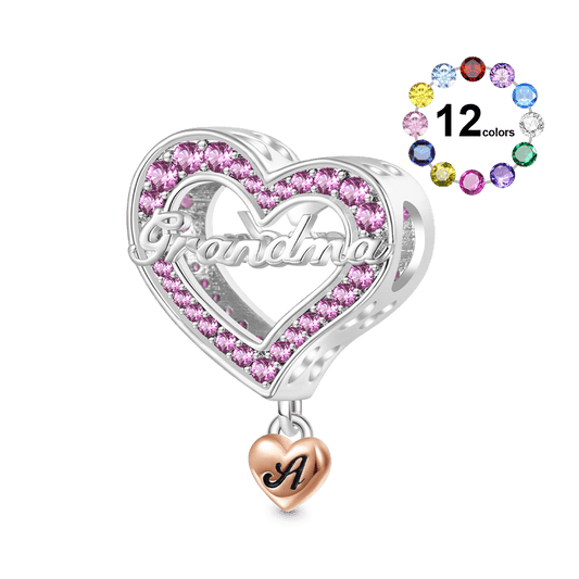 Gnoce Family Members - Grandma Personalised Heart Charm_1