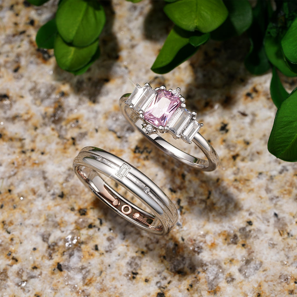 Gnoce Pink Cubic Zirconia Women's Ring_4
