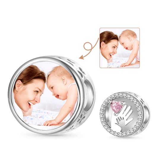 Gnoce Parent-child Handshake Personalized Photo Charm_1