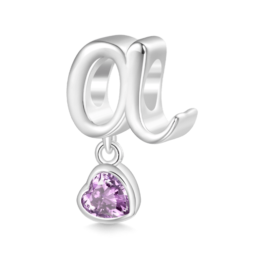 Gnoce Personalized Lowercase Letter Heart Birthstone Charm_1
