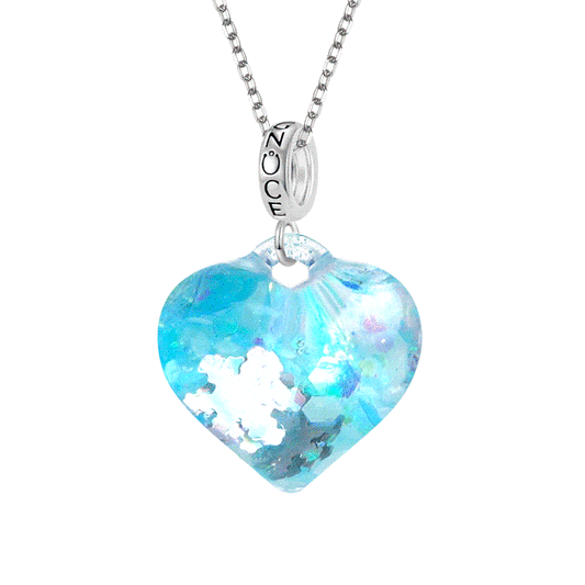 Gnoce Blue Liquid Glitter Heart Necklace_1