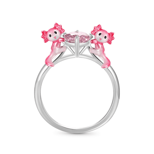 Gnoce Adorable Axolotl Hug Pink Diamond Ring_1