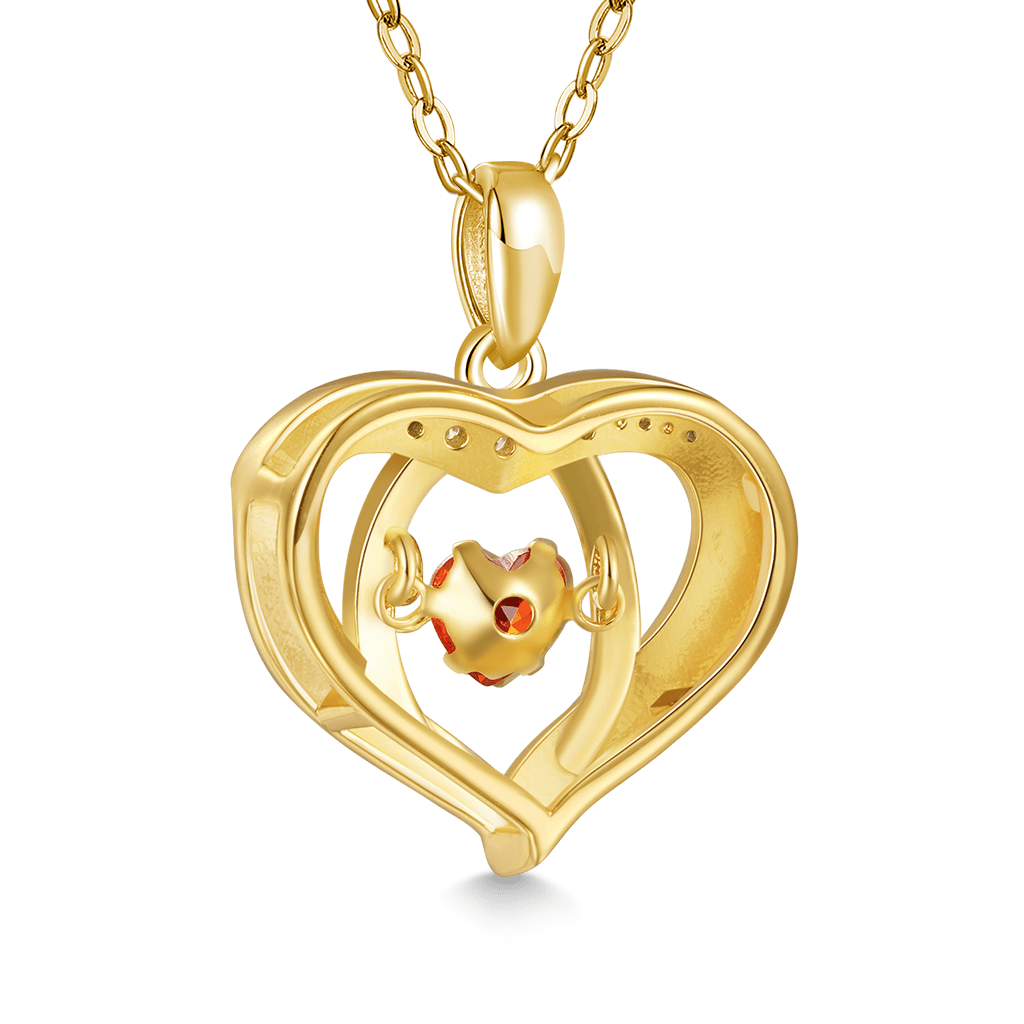 Gnoce Engravable Forever Together Birthstones Heart Necklace_3