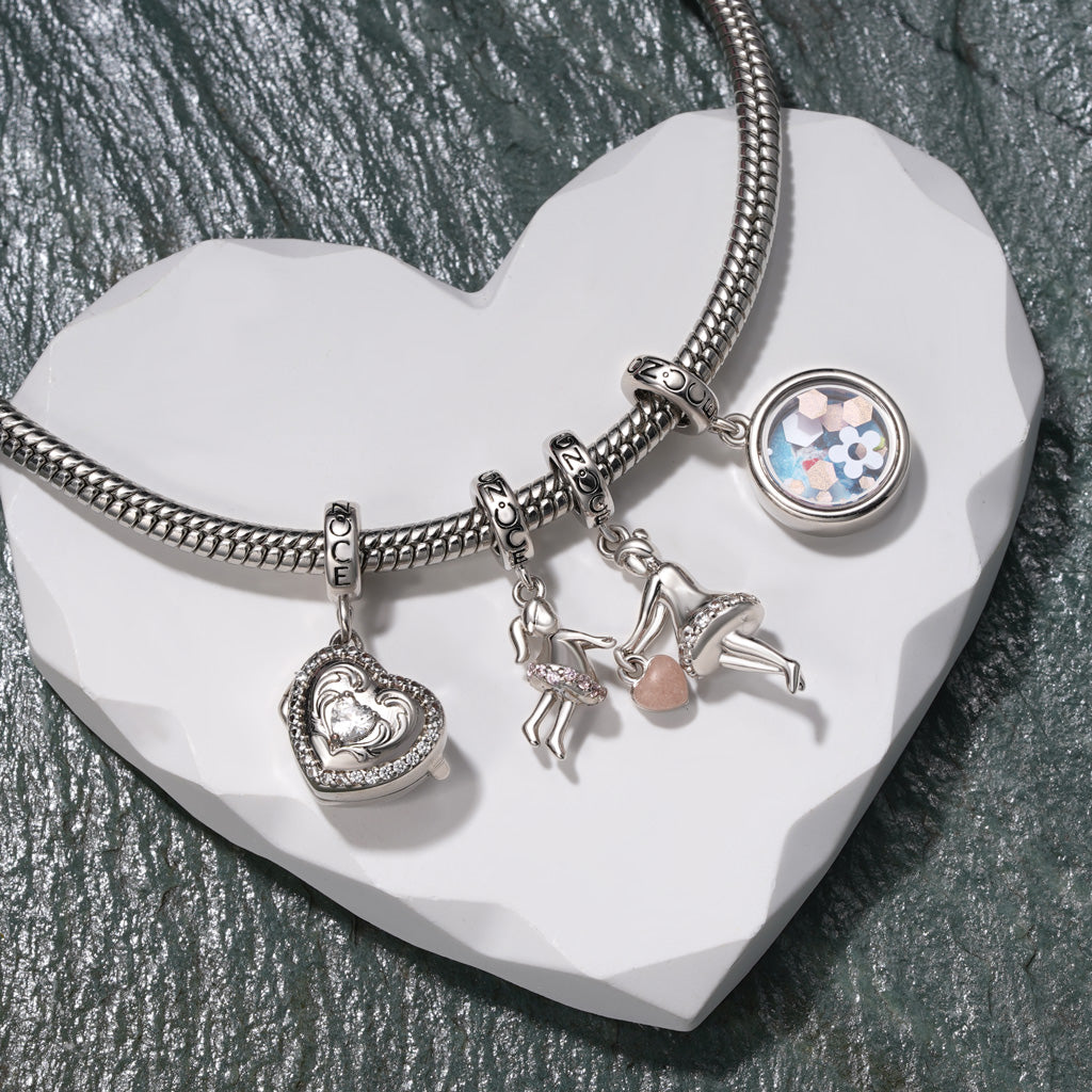 Gnoce Engravable Mother's Day Holding Hand Double Pendant Dangle Charm_4