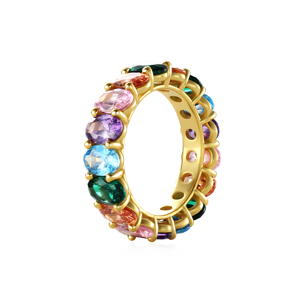 Rainbow Oval-cut Eternity Band Ring_2