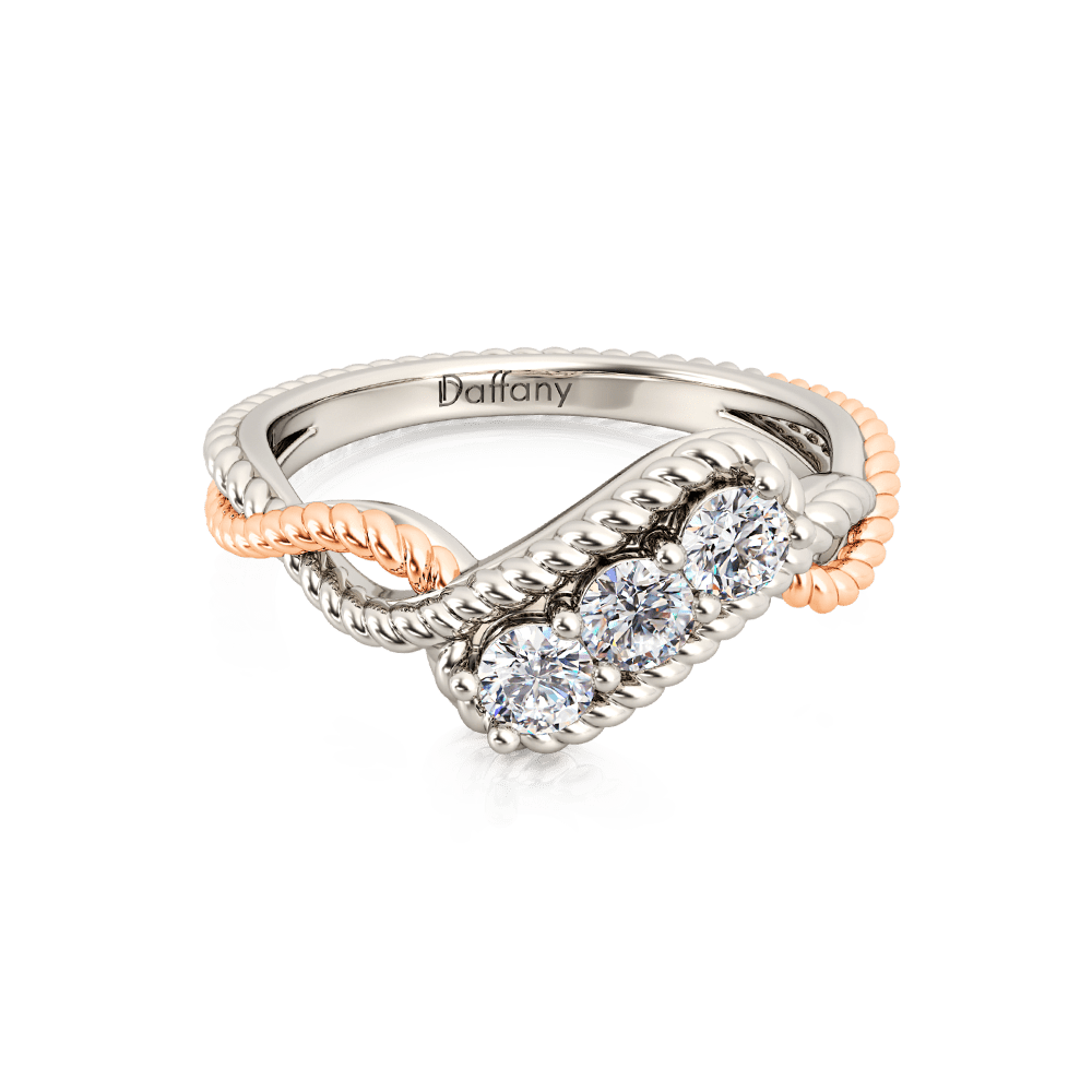Gnoce Three Stone Twisted Ring Platinum-plated Silver Blend_2