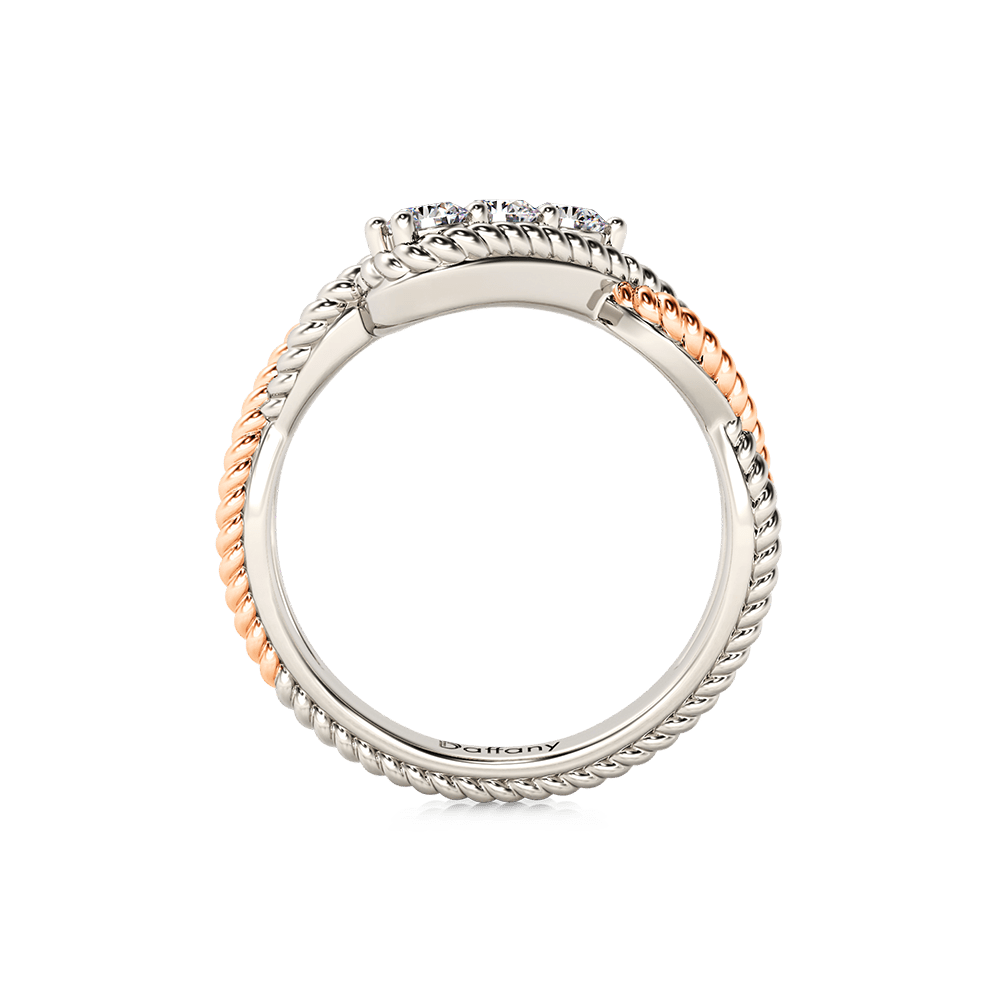 Gnoce Three Stone Twisted Ring Platinum-plated Silver Blend_3