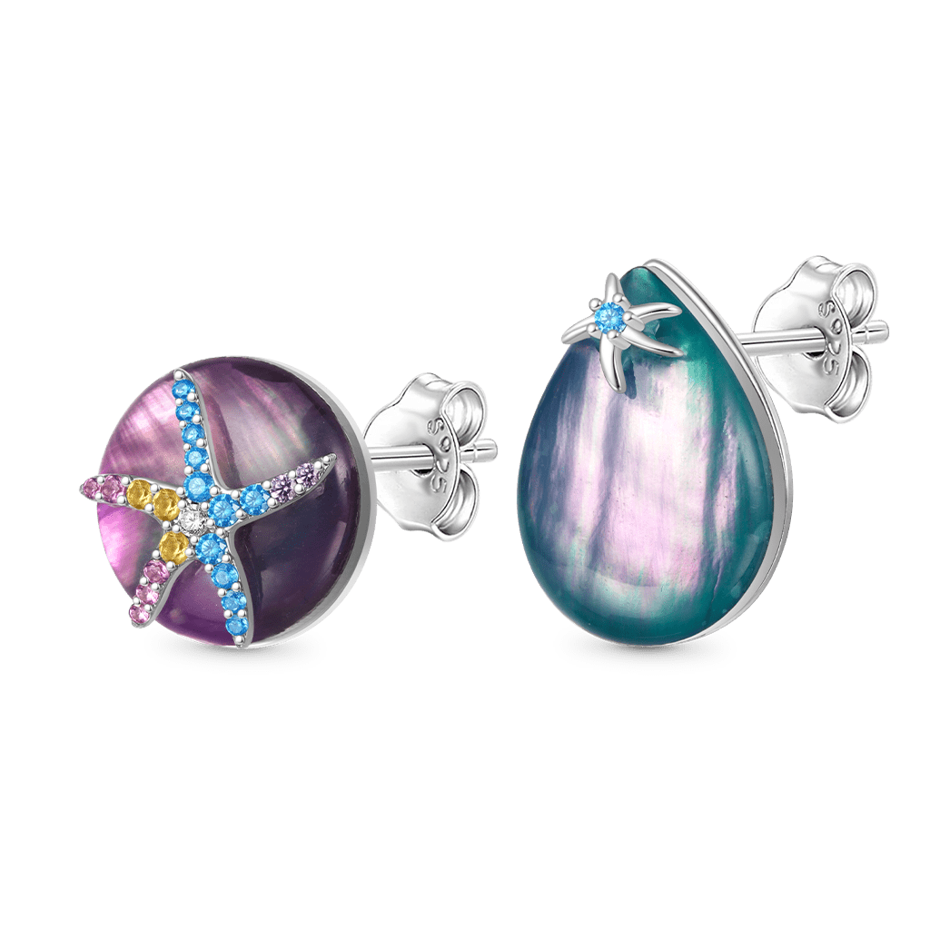 Gnoce Ocean Aurora Mother of Pearl Earrings Platinum-plated Silver Blend_2