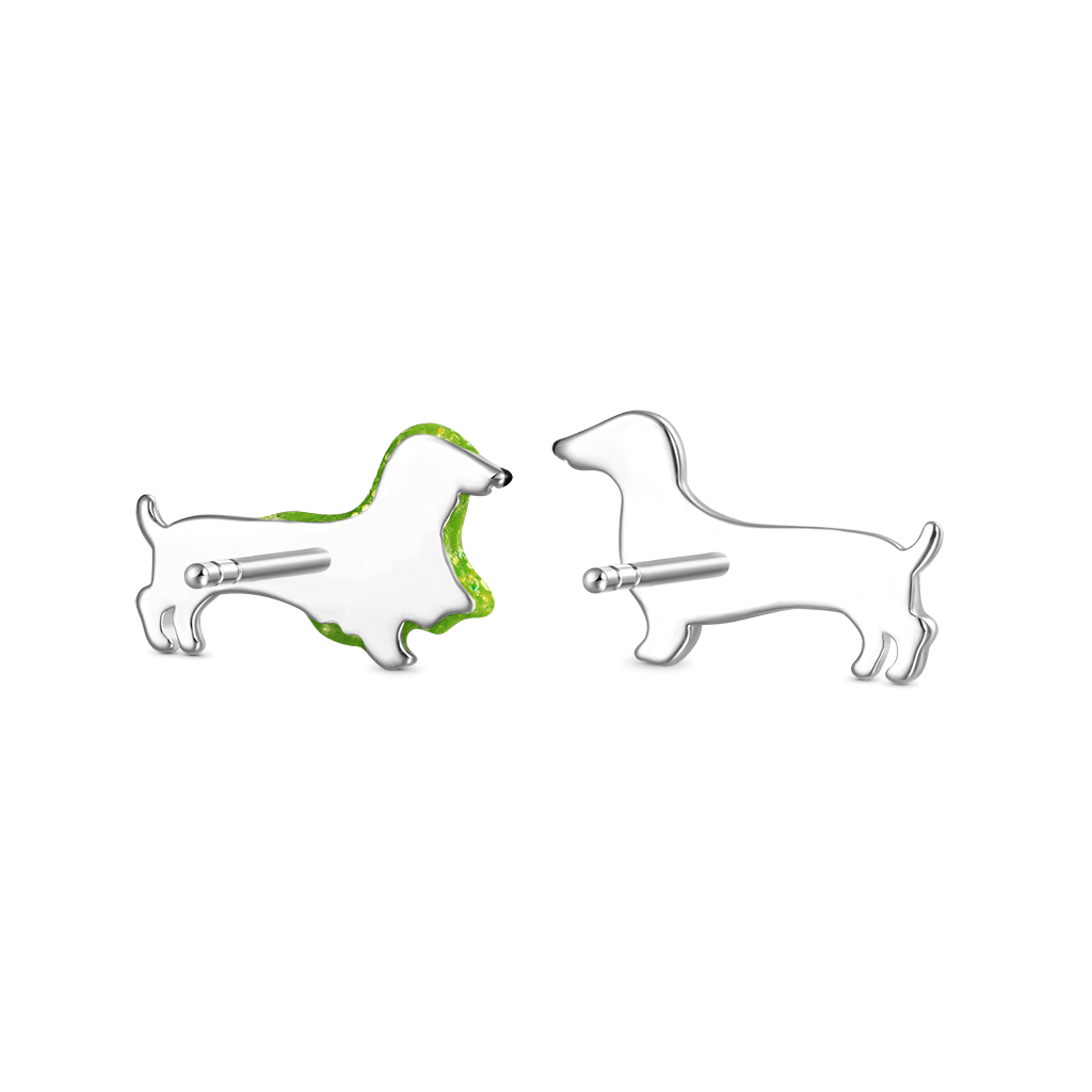 Gnoce Glow-in-the-Dark Dachshund Earrings Platinum-plated Silver Blend_3