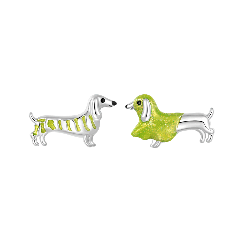 Gnoce Glow-in-the-Dark Dachshund Earrings Platinum-plated Silver Blend_1