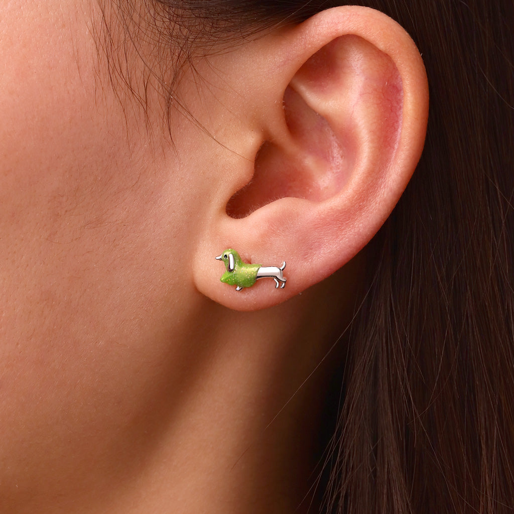 Gnoce Glow-in-the-Dark Dachshund Earrings Platinum-plated Silver Blend_5