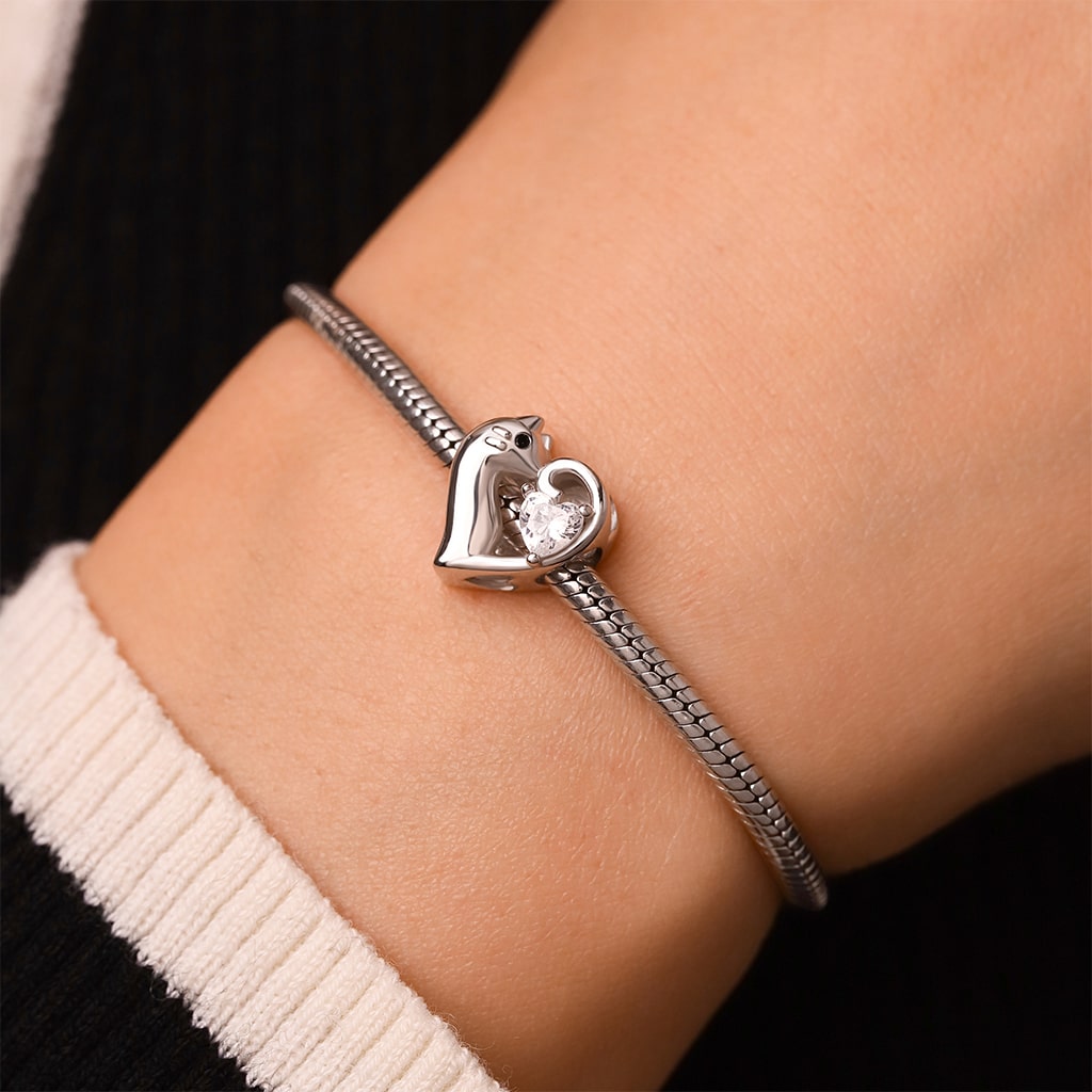 Gnoce Cat Love Heart Engravable Birthstone Charm_6