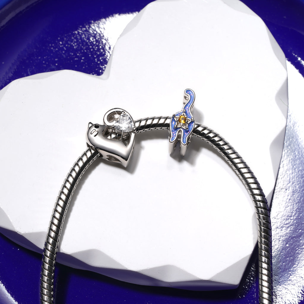 Gnoce Cat Love Heart Engravable Birthstone Charm_4