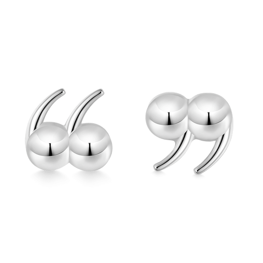 Gnoce Quotation Mark Stud Earrings Platinum-plated Silver Blend_1