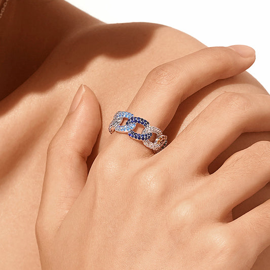 Gnoce Rainbow Pavé Cuban Link Ring_5