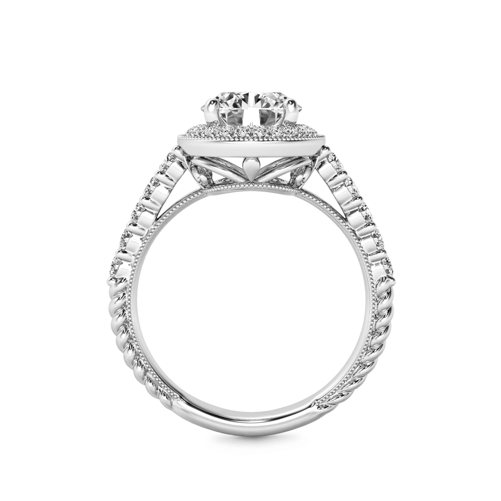 Gnoce Round Cut Halo Milgrain Ring Platinum-plated Silver Blend_2