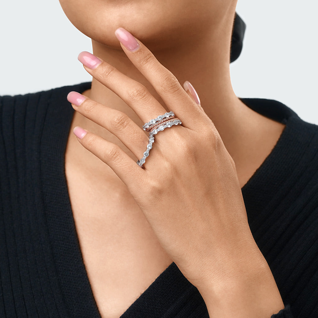 Gnoce Stackable Two-tone Paved Trio Ring Set_7
