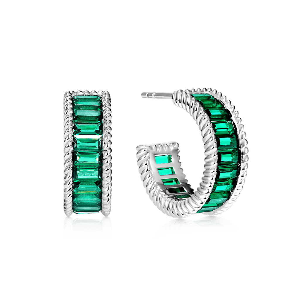 Gnoce Twisted Rope C Hoop Earrings Platinum-plated Silver Blend_1