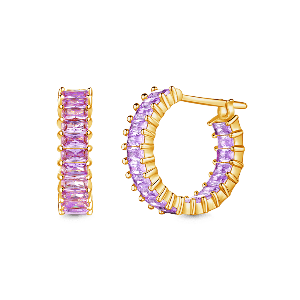 Gnoce Amethyst Baguette Cut Earrings_1