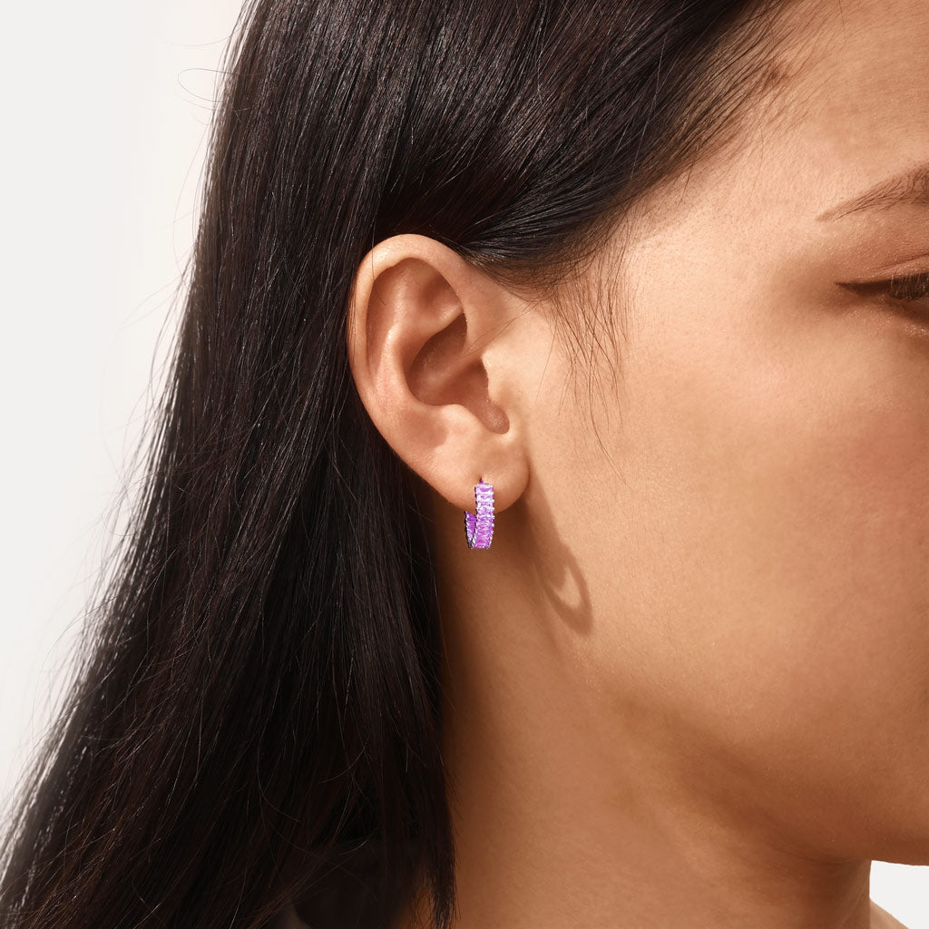 Gnoce Amethyst Baguette Cut Earrings_3