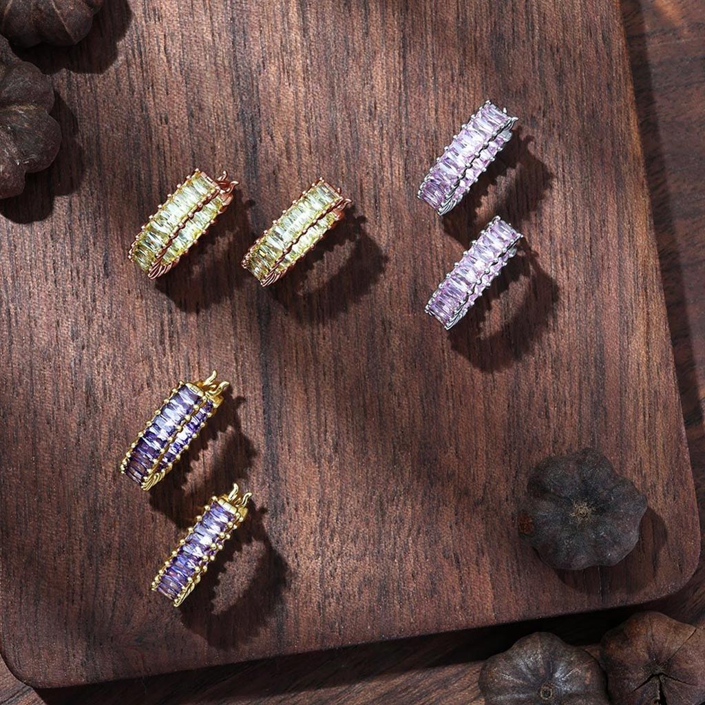 Gnoce Amethyst Baguette Cut Earrings_5